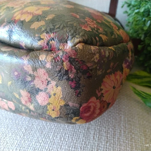 PATRICIA NASH ENGLISH COUNTRY FLORAL LEATHER SATCHEL GUC - Picture 10 of 16